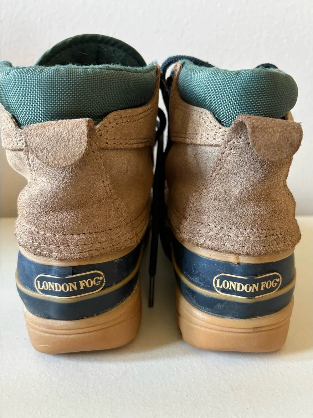Waterproof Duck Boots in Green and Brown by London Fog.